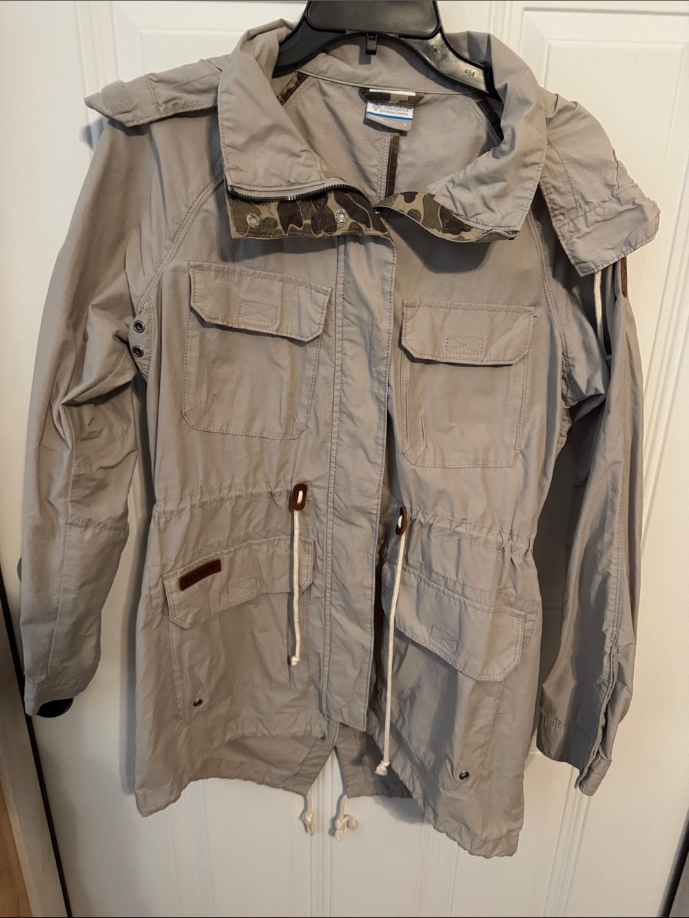 Columbia Khaki Men's Field Jacket with Camo-Trim Collar